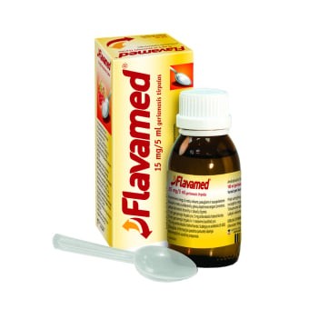 Flavamed 15 mg/5 ml pakuotė