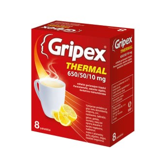 Gripex Thermal 650 mg/50 mg/10 mg pakuotė