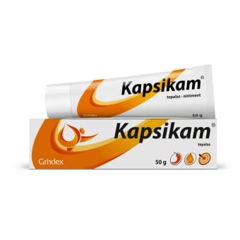 Kapsikam 50 mg/30 mg/30 mg/20 mg/2 mg/g pakuotė