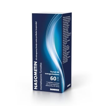 NASOMETIN 50 µg/dozėje pakuotė