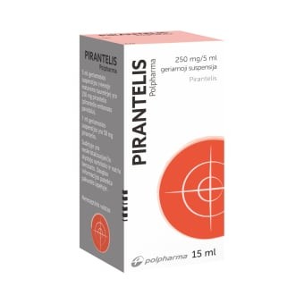 PIRANTELIS Polpharma 250 mg/5 ml pakuotė