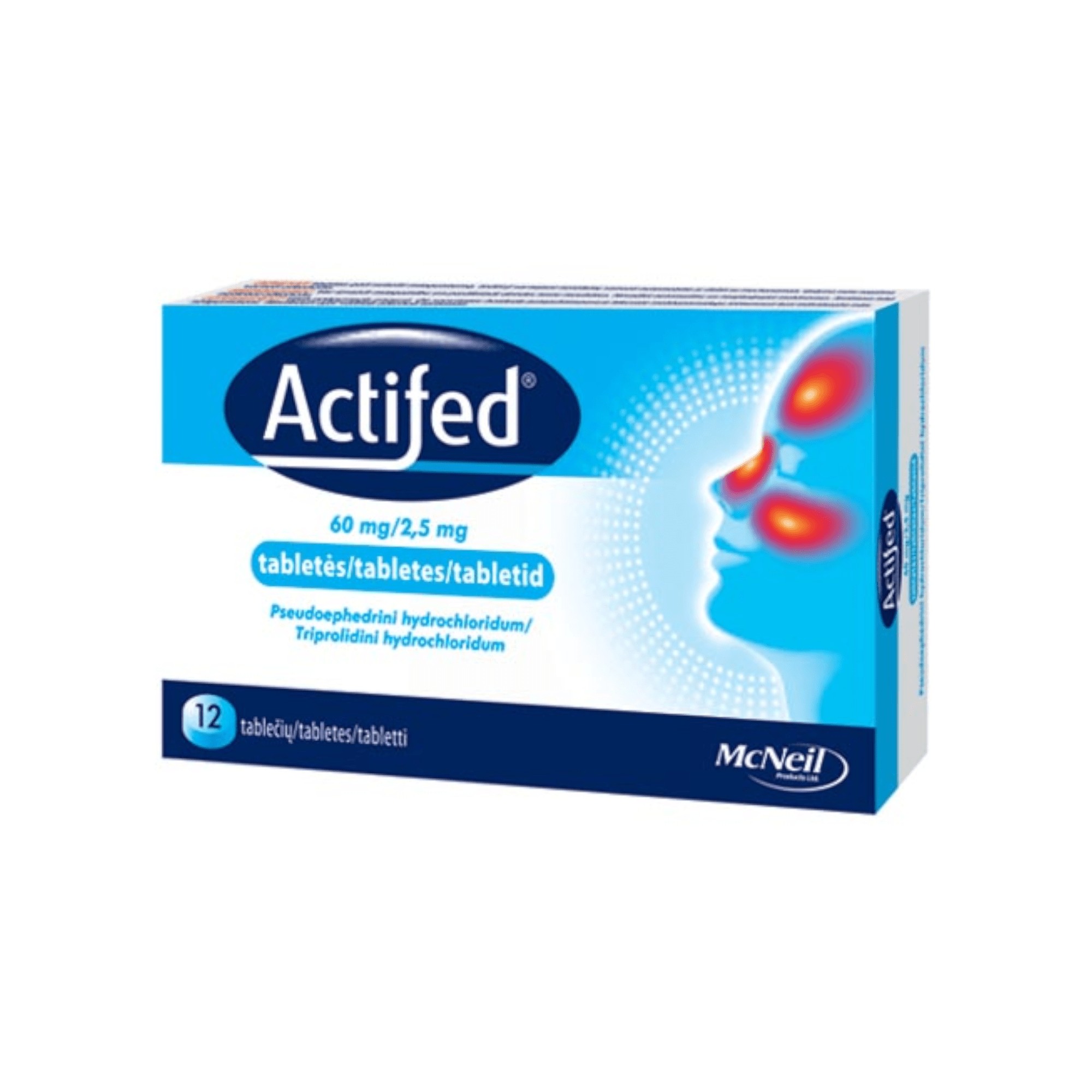 Actifed 60 mg/2,5 mg pakuotė