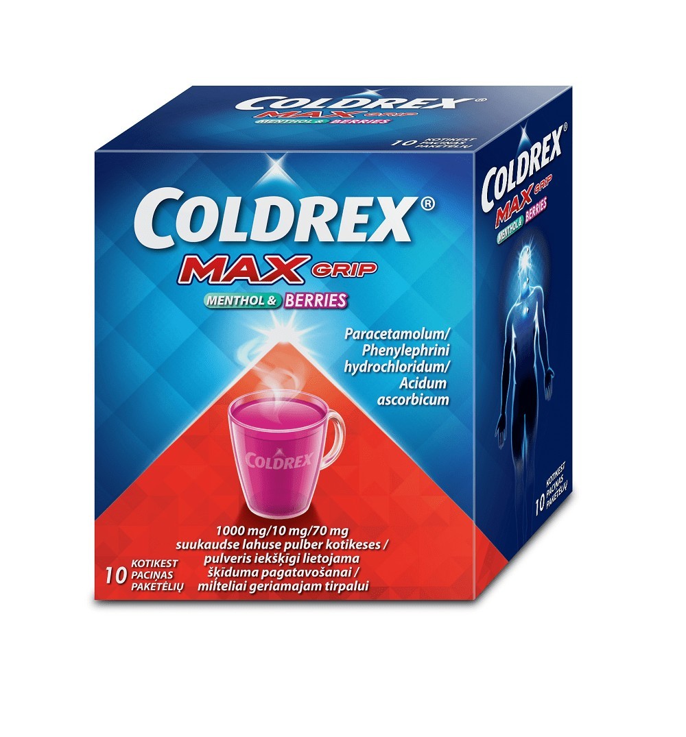 COLDREX MaxGrip MENTHOL & BERRIES 1000 mg/10 mg/70 mg
