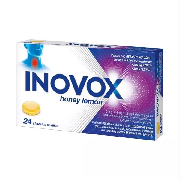 Inovox honey lemon 2 mg/0,6 mg/1,2 mg