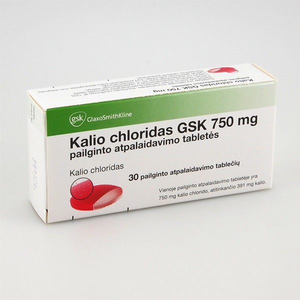 Kalio chloridas GSK 750 mg