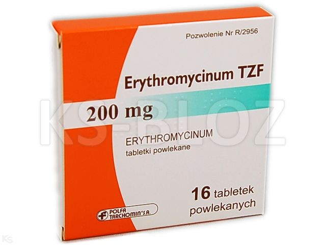 Erythromycinum TZF 200 mg pakuotė