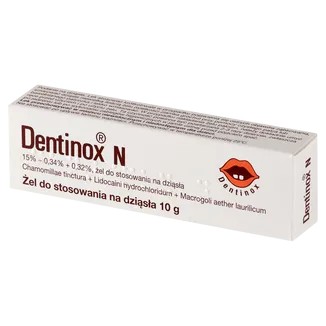 Dentinox 150 mg/3,4 mg/3,2 mg/g pakuotė