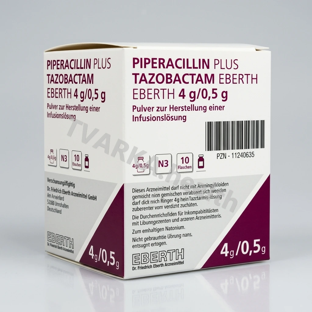 PIPERACILLIN PLUS TAZOBACTAM EBERTH 4000 mg/500 mg – pakuotės iliustracija