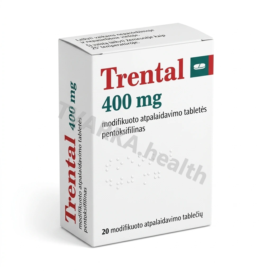 Trental 400 mg – pakuotės iliustracija