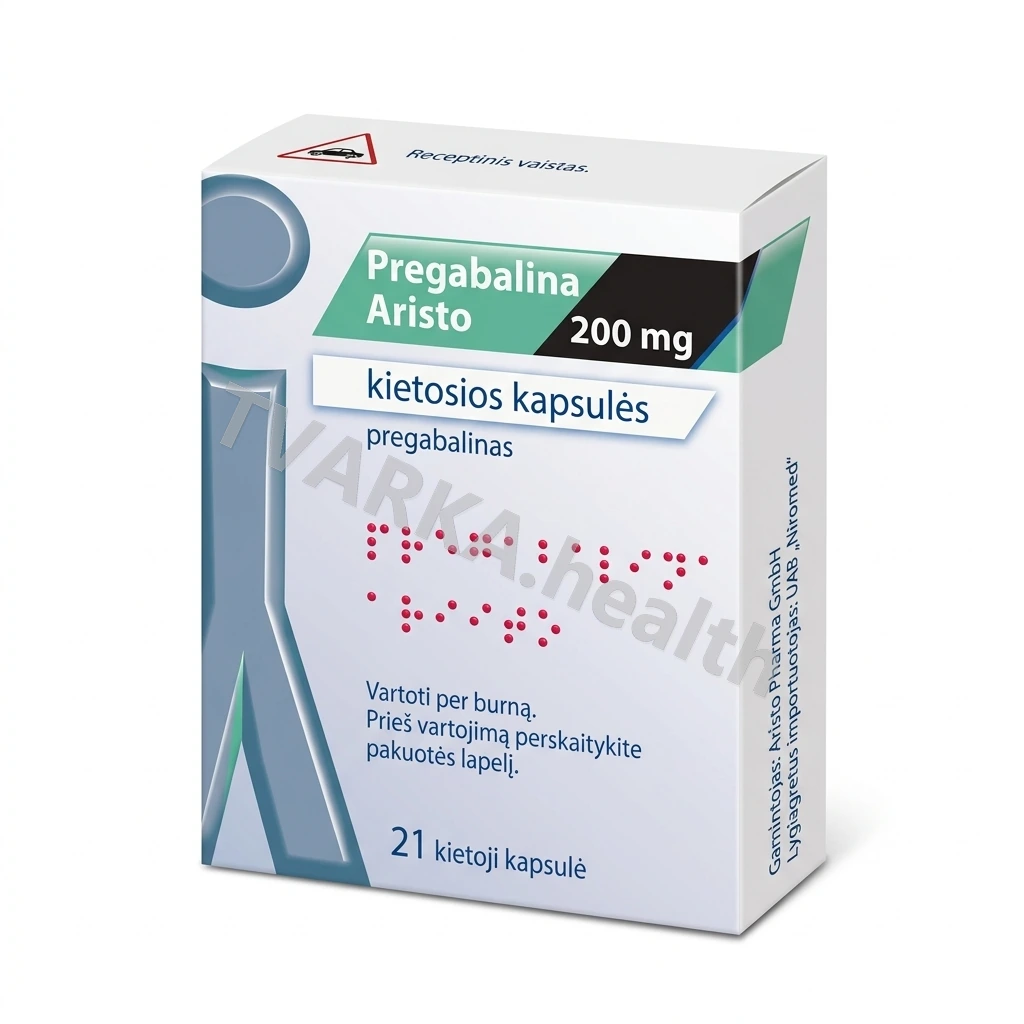 Pregabalina Aristo 200 mg – pakuotės iliustracija